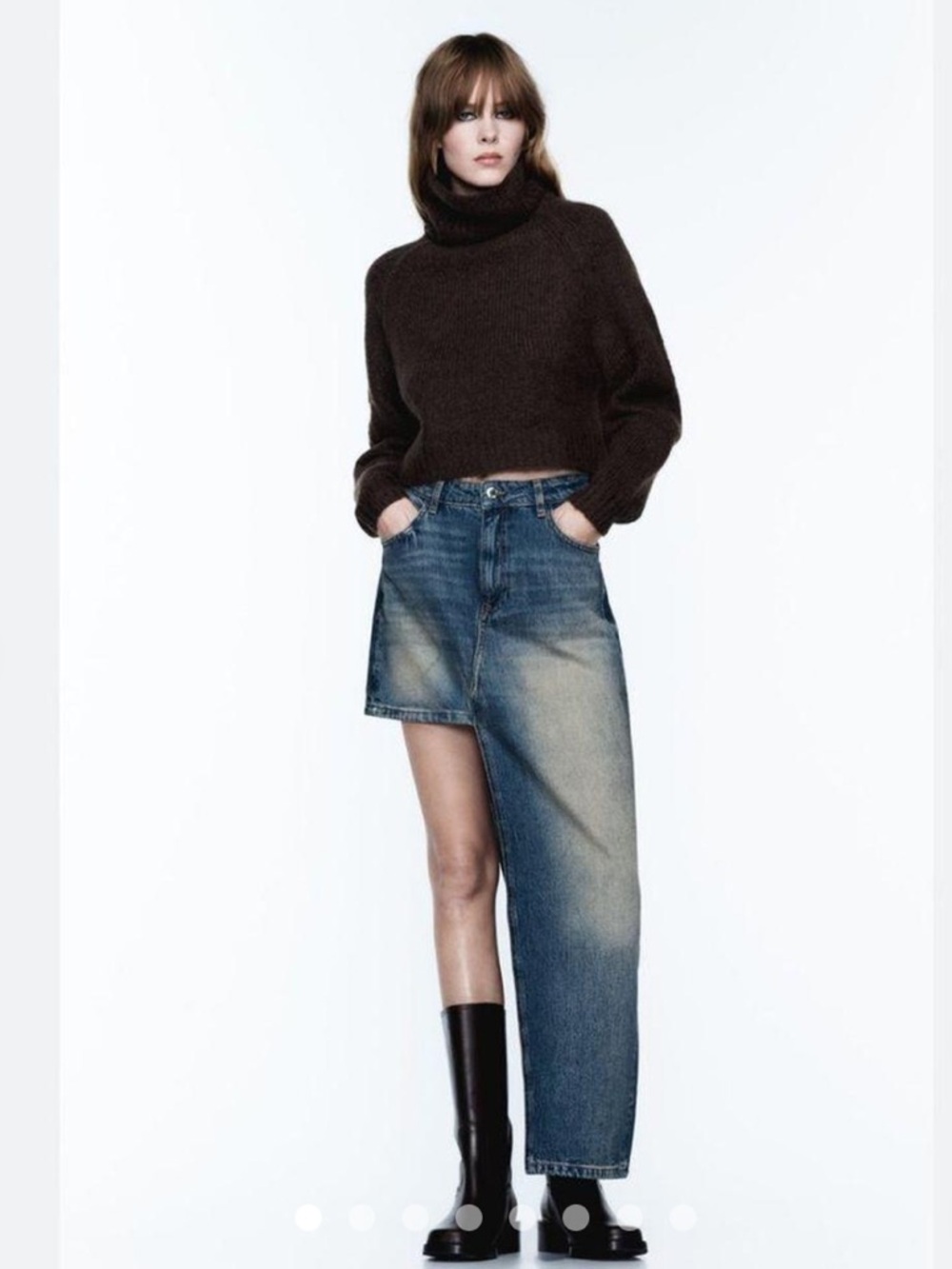 ZARA Asymmetrical Denim Skirt  - Blue